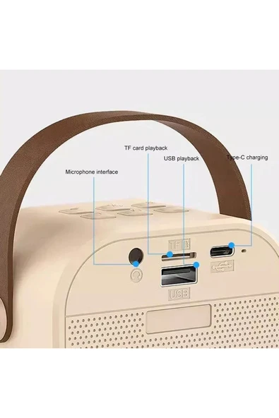 Mini Kablosuz Bluetooth Karaoke Hoparlör Kareoke Makinesi Çocuklar İçin Evde Karaoke Seti - Resim 7