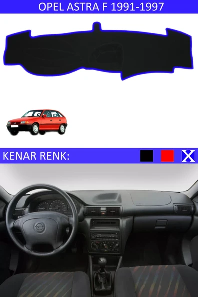 Torpido Koruma Halısı Siyah Kenar Renk Mavi Opel Astra F 1991-1997 ile Uyumlu - 1