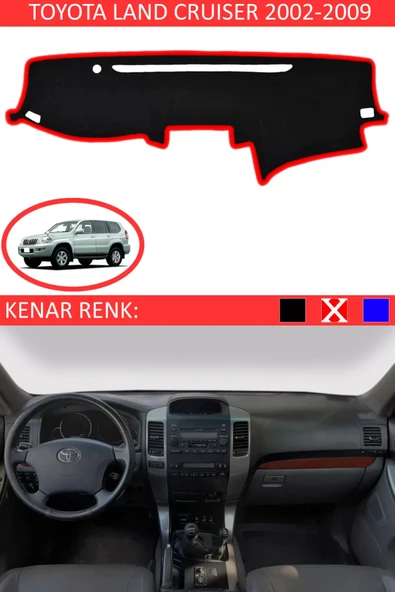 Torpido Koruma Halısı Siyah Kenar Renk Kırmızı Toyota Land Cruiser 2002-2009 ile Uyumlu - 1