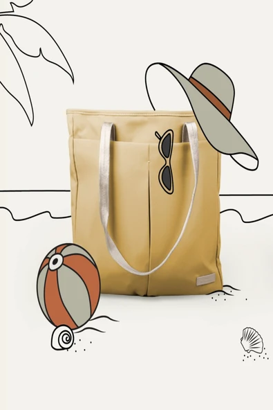 Deniz / Plaj / Havuz / Ofis Çantası Su Geçirmez Büyük Boy Kullanışlı Tote Çanta Yaz Kış Kullanım  SARI - Resim 5