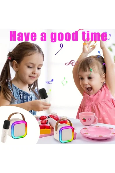 Mini Kablosuz Bluetooth Karaoke Hoparlör Kareoke Makinesi Çocuklar İçin Evde Karaoke Seti - Resim 4