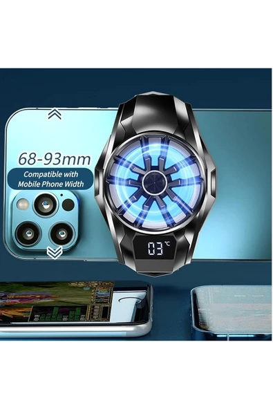 Gaming Telefon Hava Soğutma Fanı Derece Göstergeli Metal Radyatör Soğutucu İos Android Pubg Uyumlu - 5