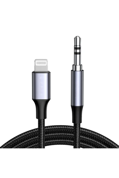 iPhone 13-PLUS-PRO-PRO MAX Uyumlu Metal Başlık AUX Ses Dönüştürücüsü Hasır Lightning Çevirici - 5