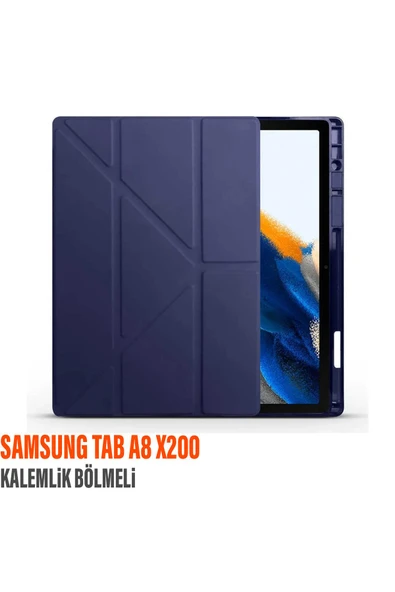 Samsung Galaxy Tab A8 SM X200 Uyumlu Kalem Bölmeli Arkası Yumuşak Koruyucu Silikon Kılıf