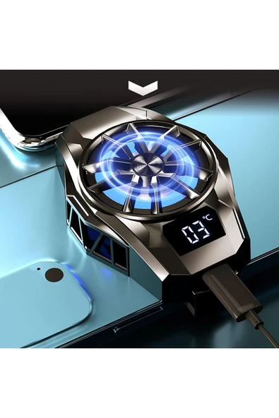 Gaming Telefon Hava Soğutma Fanı Derece Göstergeli Metal Radyatör Soğutucu İos Android Pubg Uyumlu - 4