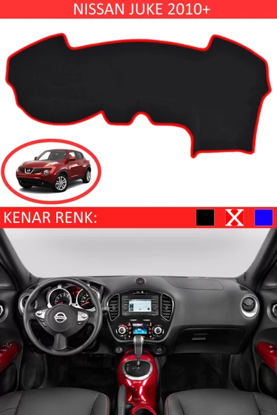 Torpido Koruma Halısı Siyah Kenar Renk Kırmızı Nissan Juke 2010+ ile Uyumlu - 1