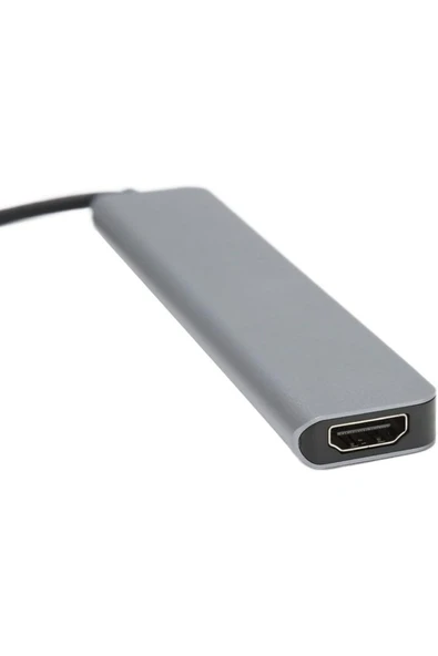 7in1 Type-C HDMI Çevirici Hub Çoklayıcı Tablet-PC-Telefon-TV Adaptör HDMI 4K/USB/TF/SD/TYPEC Giriş - 6