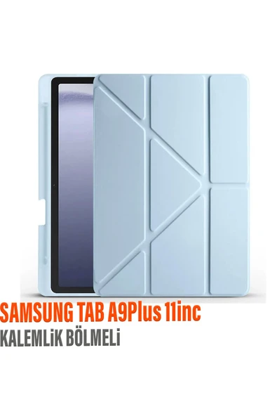 Samsung Galaxy Tab A9 Plus 11 Inc (X210) Kılıf Kalem Bölümlü Standlı Uyku Modlu Kılıf
