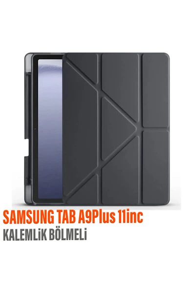 Samsung Galaxy Tab A9 Plus 11 Inc (X210) Kılıf Kalem Bölümlü Standlı Uyku Modlu Kılıf