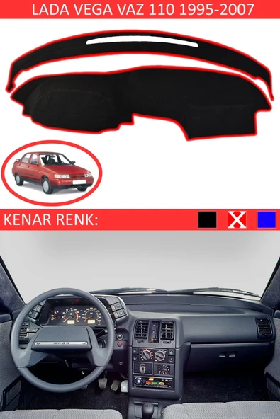 Torpido Koruma Halısı Siyah Kenar Renk Kırmızı Lada Vega Vaz 110 ile Uyumlu - 1