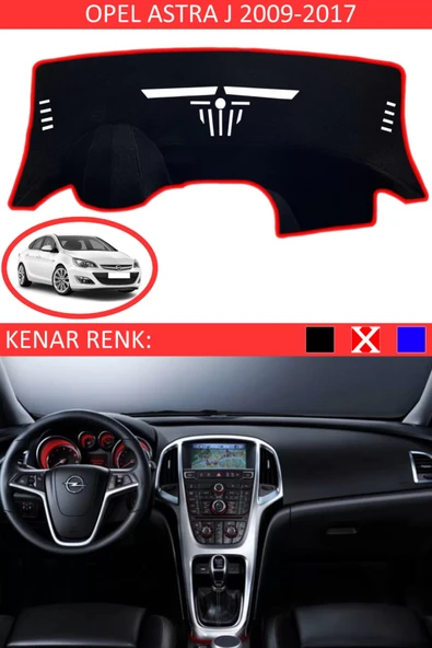 Torpido Koruma Halısı Siyah Kenar Renk Kırmızı Opel Astra J 2009-2017 ile Uyumlu