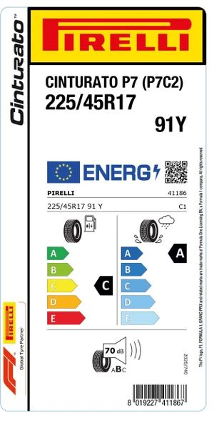 Pirelli 225/45R17 91Y Cınturato P7 (P7C2) Oto Yaz Lastiği (Üretim: 2024) - 2