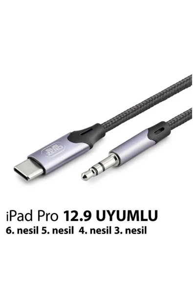iPad Pro 12.9inç 6. 5. 4. 3. Nesil uyumlu Metal başlık AUX Kablo Ses Dönüştürücü Type-C Çevirici