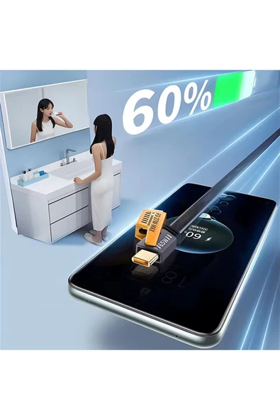 65W Çok Fonksiyonlu 4'ü 1 Arada USB C-Type C-Lighting Şarj Kablo 27W PD Hızlı Şarj - 6