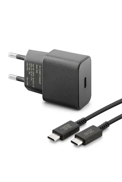 Samsung Galaxy M52 5G Uyumlu Süper Hızlı Şarj Cihazı Type-C 25W PD 5A Kablo ve Adaptör