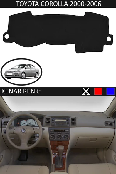 Torpido Koruma Halısı Siyah Kenar Renk Siyah Toyota Coralla 2000-2006 ile Uyumlu - 1