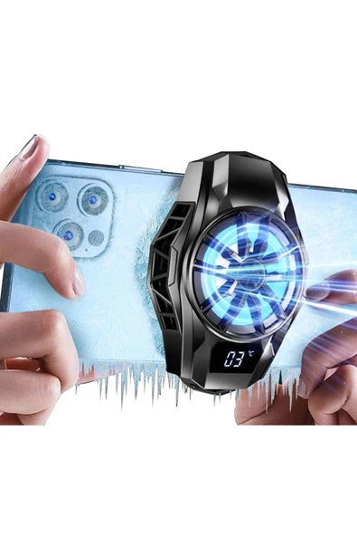 Gaming Telefon Hava Soğutma Fanı Derece Göstergeli Metal Radyatör Soğutucu İos Android Pubg Uyumlu