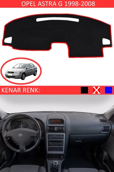 Torpido Koruma Halısı Siyah Kenar Renk Kırmızı Opel Astra G 1998-2008 ile Uyumlu - 1