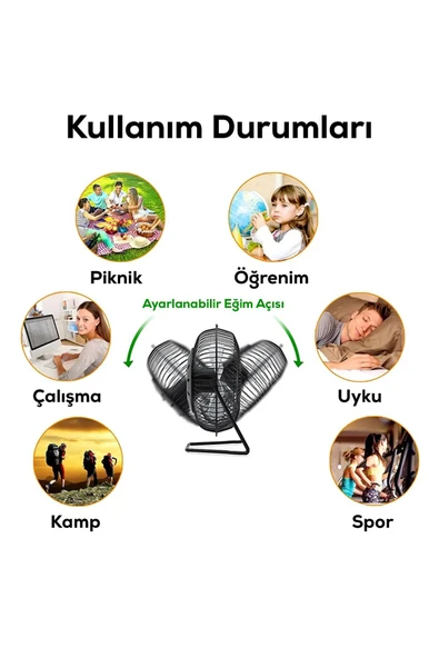 Taşınabilir Mini Fan Soğutucu Serinletici Pervaneli Masaüstü Vantilatör Klima Usb - 7