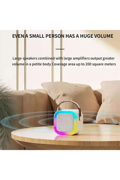 Mini Kablosuz Bluetooth Karaoke Hoparlör Kareoke Makinesi Çocuklar İçin Evde Karaoke Seti - Resim 8