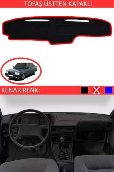 Üstten Kapaklı Torpido Koruma Halısı Siyah Kenar Renk Kırmızı Tofaş ile Uyumlu