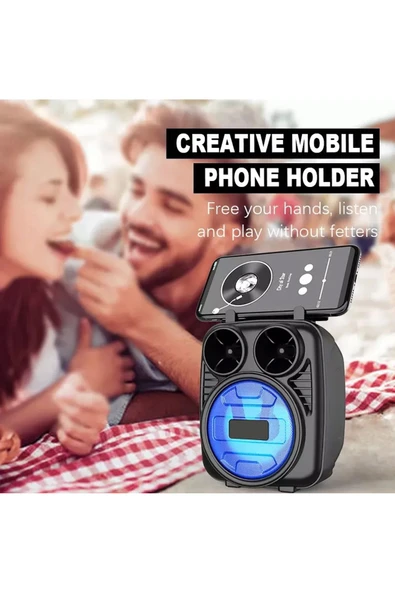 Kablosuz Bluetooth Hoparlör Speaker  Telefon Tutucu Rgb Hoparlör Renkli Işıklı Ses Bombası 5W - 4