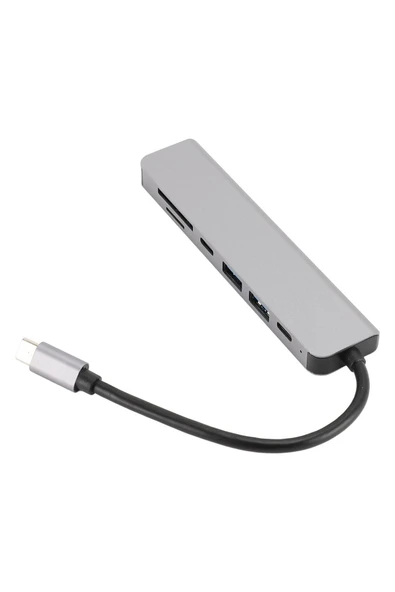 7in1 Type-C HDMI Çevirici Hub Çoklayıcı Tablet-PC-Telefon-TV Adaptör HDMI 4K/USB/TF/SD/TYPEC Giriş - 7