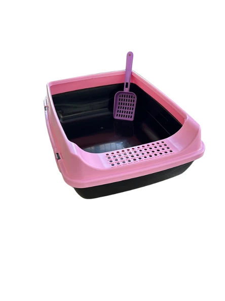 ELEKLİ AÇIK KEDİ TUVALET SET-9 PARÇA-PEMBE - 2