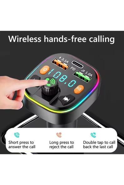 Bluetooth Araç Kiti Araç Fm Transmitter Şarj USB TypeC MP3 PD Flash Için Uygun Çakmaklık Giriş - 3