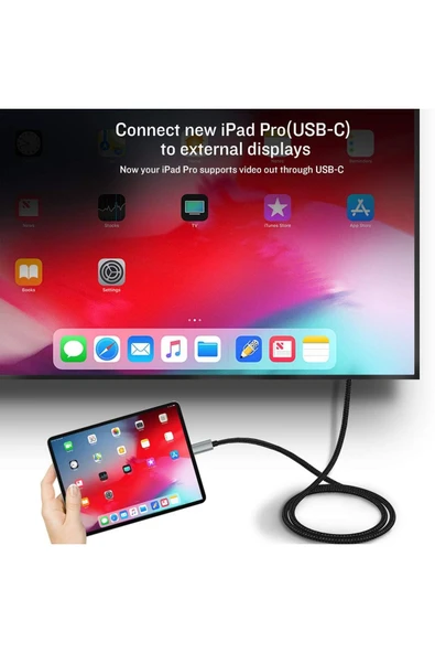 Type-C HDMI Dönüştürücü Telefon Tablet Uyumlu Görüntü Aktarım Televizyon Kablosu 4K HDMI 180cm - 5