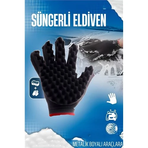 Süngerli Oto Yıkama Eldiveni Metalik Boyalar İçin