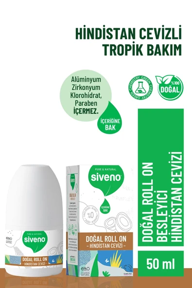 Siveno Roll On Hindistan Cevizli Deodorant Ter Kokusu Önleyici Bitkisel Lekesiz Vegan 50 ml - 2