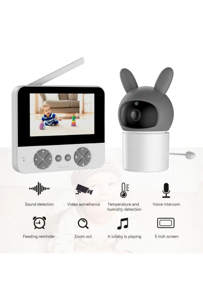 Kablosuz IP Bebek Kamerası LCD Ekran Gece Görüşlü Bebek İzleme Kamerası Oda Sıcaklık Kontrol 4X Zoom - 2