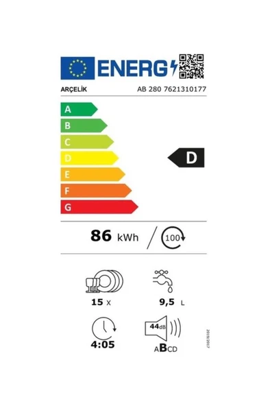 AB 285 8 Programlı 15 Kişilik Premium Ankastre Bulaşık Makinesi - 7
