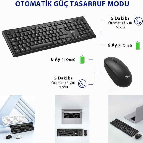 Lecoo Kw200 Kablosuz Klavye & Mouse Set Siyah - 4