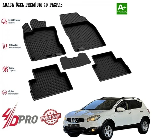 QASHQAİ ARACA ÖZEL 4D PASPAS 2007 2008 2009 2010 2011 2012 2013 2014 ürün görseli 1