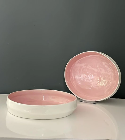 TANTİTONİ SPACE PEMBE PORSELEN DERİN YEMEK VE SALATA TABAĞI 24,2 CM
