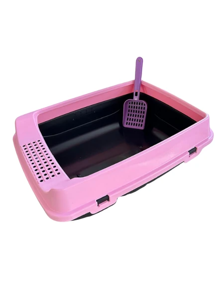 ELEKLİ AÇIK KEDİ TUVALET SET-9 PARÇA-PEMBE - 3