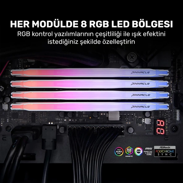 Timetec Pinnacle PKMD4U32C16CHW32G 32GB DDR4 3200Mhz 2Rx8 CL16 RGB Masaüstü Ram - 6