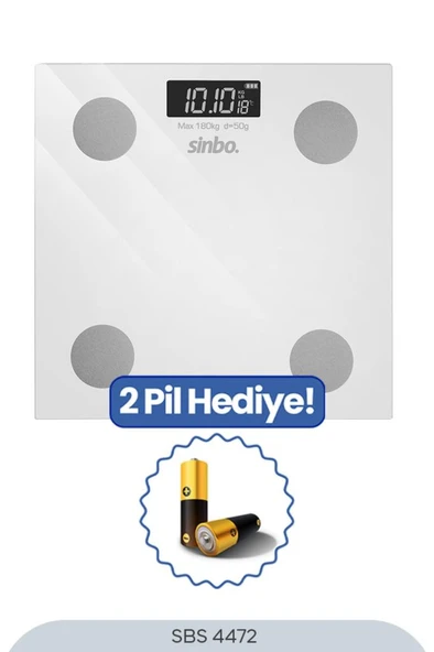 Sinbo SBS- Bluetooth Dijital Yağ Su Kas Vücut Kitle Endeksi Kilo Ölçer Tartı Baskül - 2
