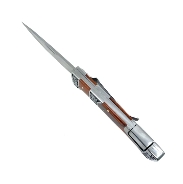 Gül Ağacı Kabzeli Çiçek İşlemeli Katlanabilir Çakı - Resim 5