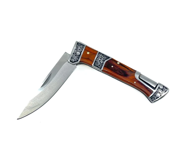 Gül Ağacı Kabzeli Çiçek İşlemeli Katlanabilir Çakı - Resim 3