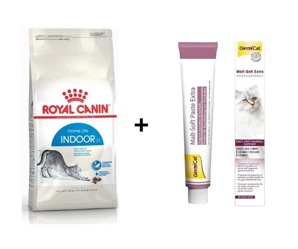 Royal Canin İndoor 27 Kuru Kedi Maması 2 Kg + Gimcat Malt 100 Gr