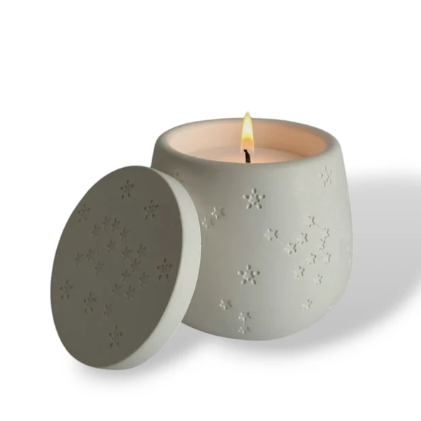 Yıldız desenli Kapaklı kokulu soya wax Mum - Resim 2
