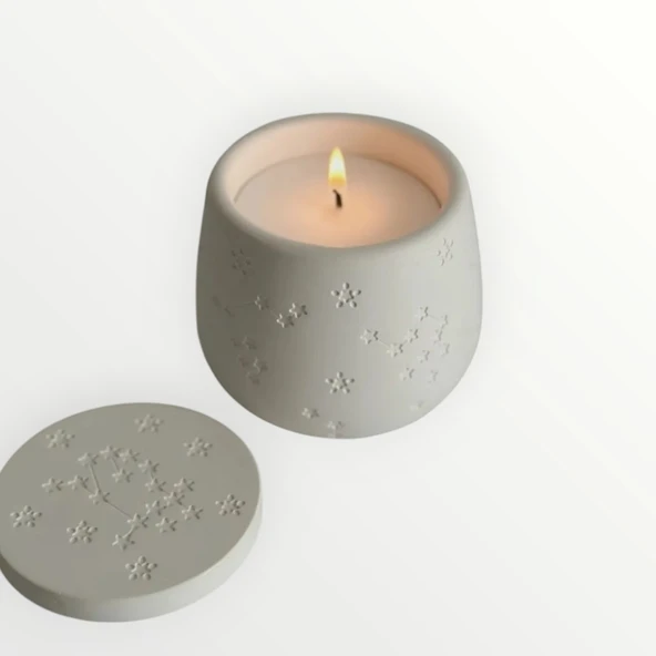Yıldız desenli Kapaklı kokulu soya wax Mum ürün görseli