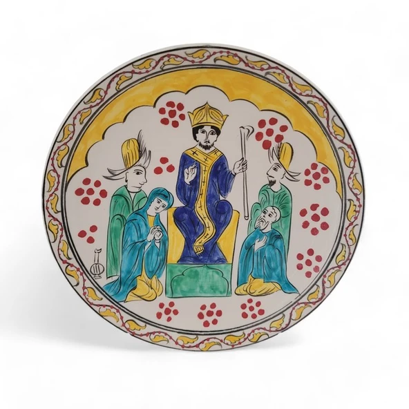 İsa Mesih'in Vaazı 25x25 cm El Boyama İznik Çini Tabak