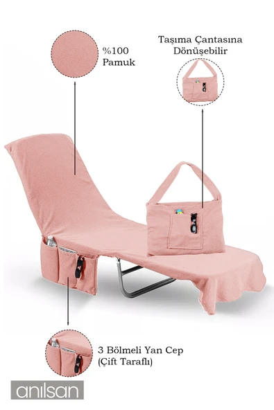 %100 Pamuk Şezlong Havlusu 60x180 cm - Hızlı Kuruyan Plaj ve Havuz Havlusu - 4