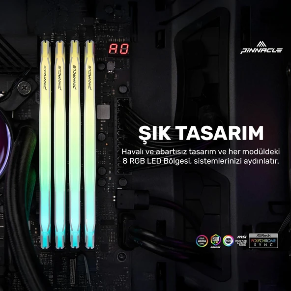 Timetec Pinnacle PKMD4U32C16CHW16G 16GB DDR4 3200Mhz 2Rx8 CL16 RGB Masaüstü Ram - 6