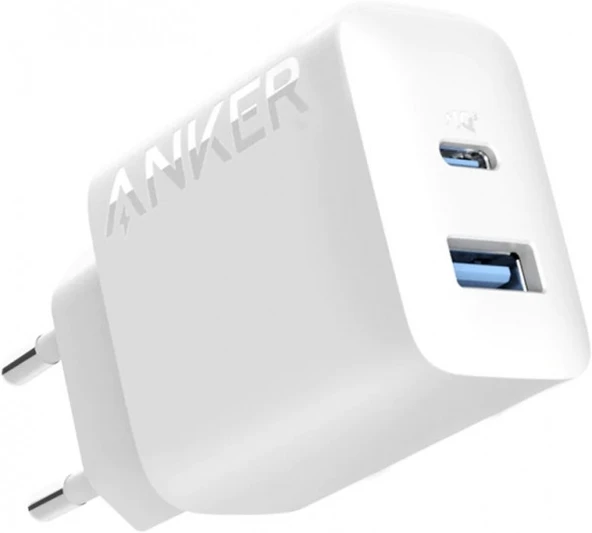 Anker 20W USB-C + USB-A Çift Portlu Şarj Cihazı - A2348 - Beyaz (Anker Türkiye Garantili)