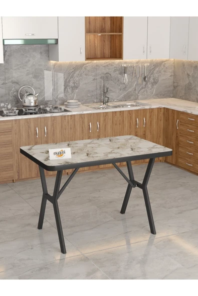 Azra 70x110cm Efes Mutfak Masası, Mutfak Masası Takımı, Yemek Masası, 4 Krem Sandalye - 4